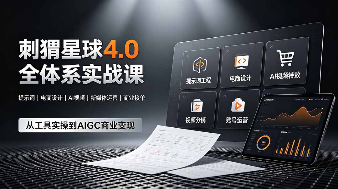 刺猬星球4.0全体系实战课，覆盖提示词工程、电商设计、AI视频特效与新媒体运营，一站式掌握AIGC商业核心技能-资源共享