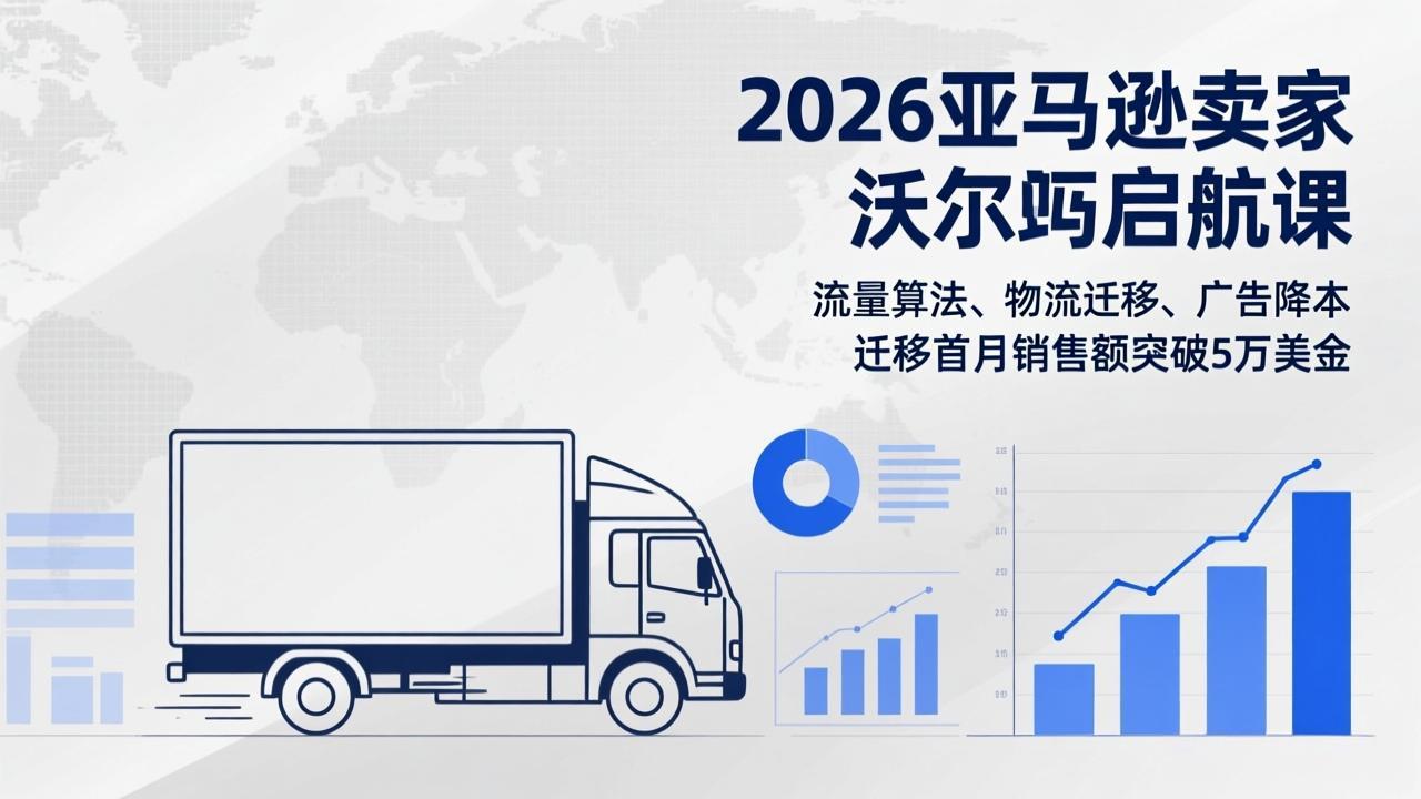 2026亚马逊卖家沃尔玛启航课，流量算法、物流迁移、广告降本，迁移首月销售额突破5万美金-资源共享