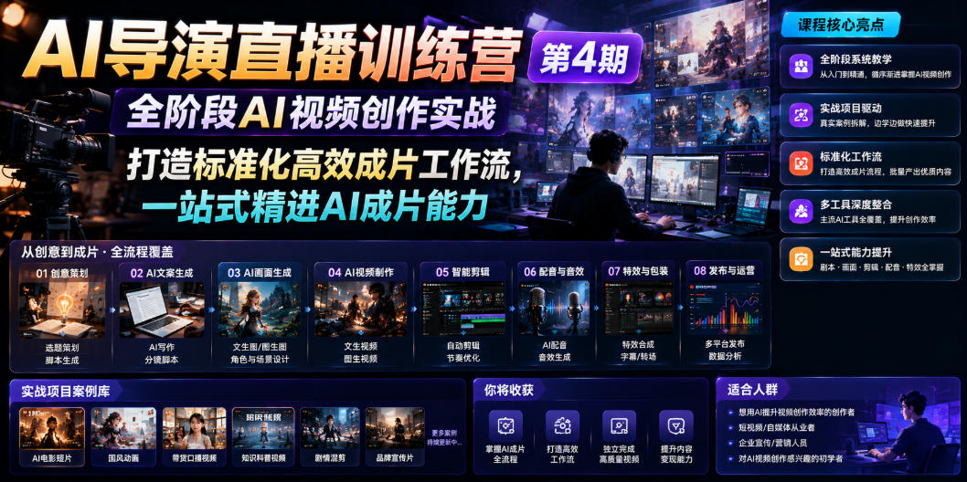 AI导演直播训练营第4期｜全阶段AI视频创作实战，打造标准化高效成片工作流，一站式精进AI成片能力-资源共享