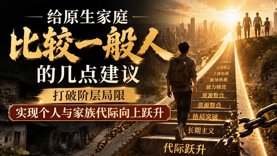 付费文章:给原生家庭比较一般人的几点建议,打破阶层局限,实现个人与家族代际向上跃升-资源共享