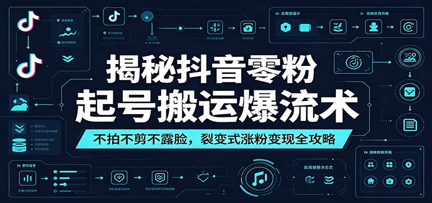 揭秘抖音零粉起号搬运爆流术：不拍不剪不露脸，裂变式涨粉变现全攻略-资源共享