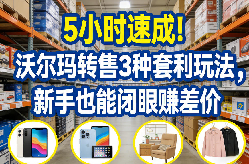 5小时速成！沃尔玛转售3种套利玩法，新手也能闭眼賺差价-资源共享