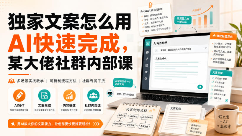 独家文案怎么用AI快速完成，某大佬社群内部课-资源共享