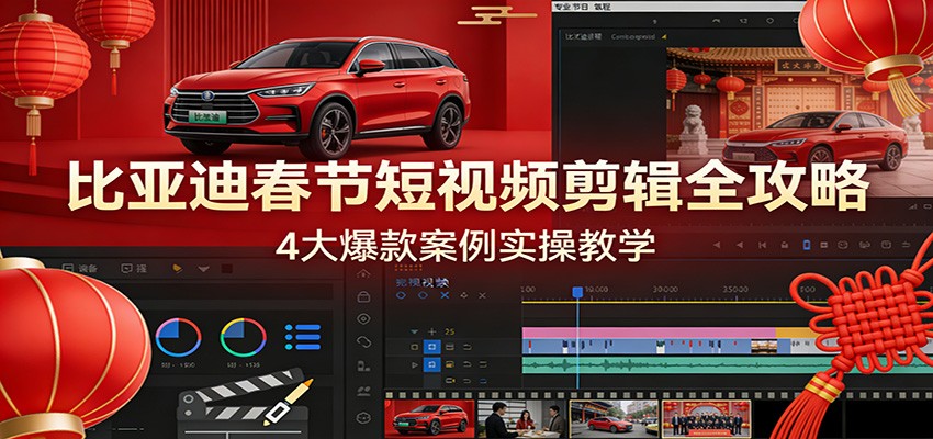 比亚迪春节短视频剪辑全攻略，4大爆款案例实操教学-资源共享