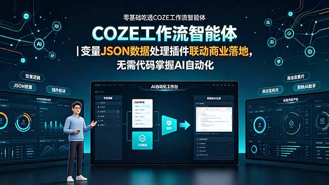 零基础吃透COZE工作流智能体｜变量JSON数据处理插件联动商业落地，无需代码掌握AI自动化-资源共享