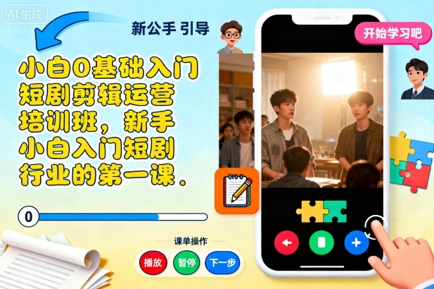 小白0基础入门短剧剪辑运营培训班，新手小白入门短剧行业的第一课-资源共享