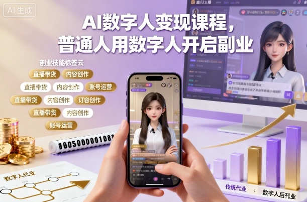 AI数字人变现课程，普通人用数字人开启副业-资源共享