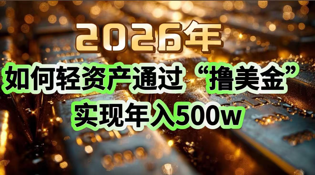 2026年如何轻资产通过“撸美金”实现年入500w-资源共享