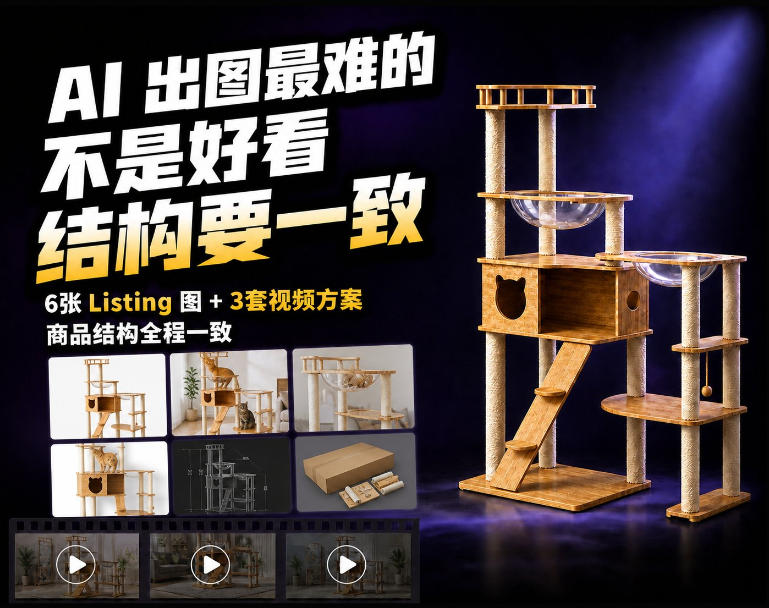 一张商品图，怎么生成6张Amazon Listing图和3套视频方案？-资源共享