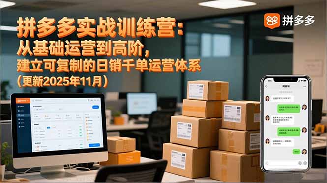 拼多多实战训练营：从基础运营到高阶，建立可复制的日销千单运营体系(更新11月-资源共享