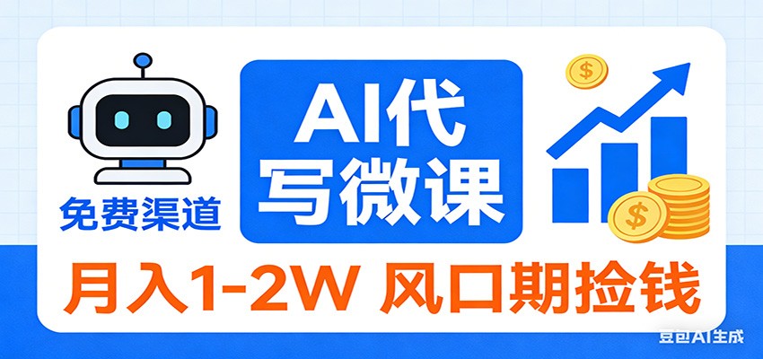 2026告别打工！AI 代写微课，提供免费渠道，月入 1-2W 风口期捡钱-资源共享
