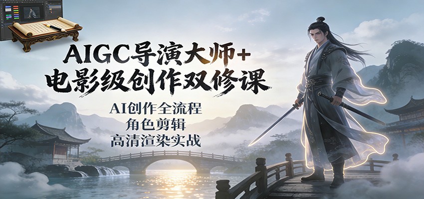 AIGC导演大师+电影级创作双修课：AI创作全流程、角色剪辑、高清渲染实战-资源共享