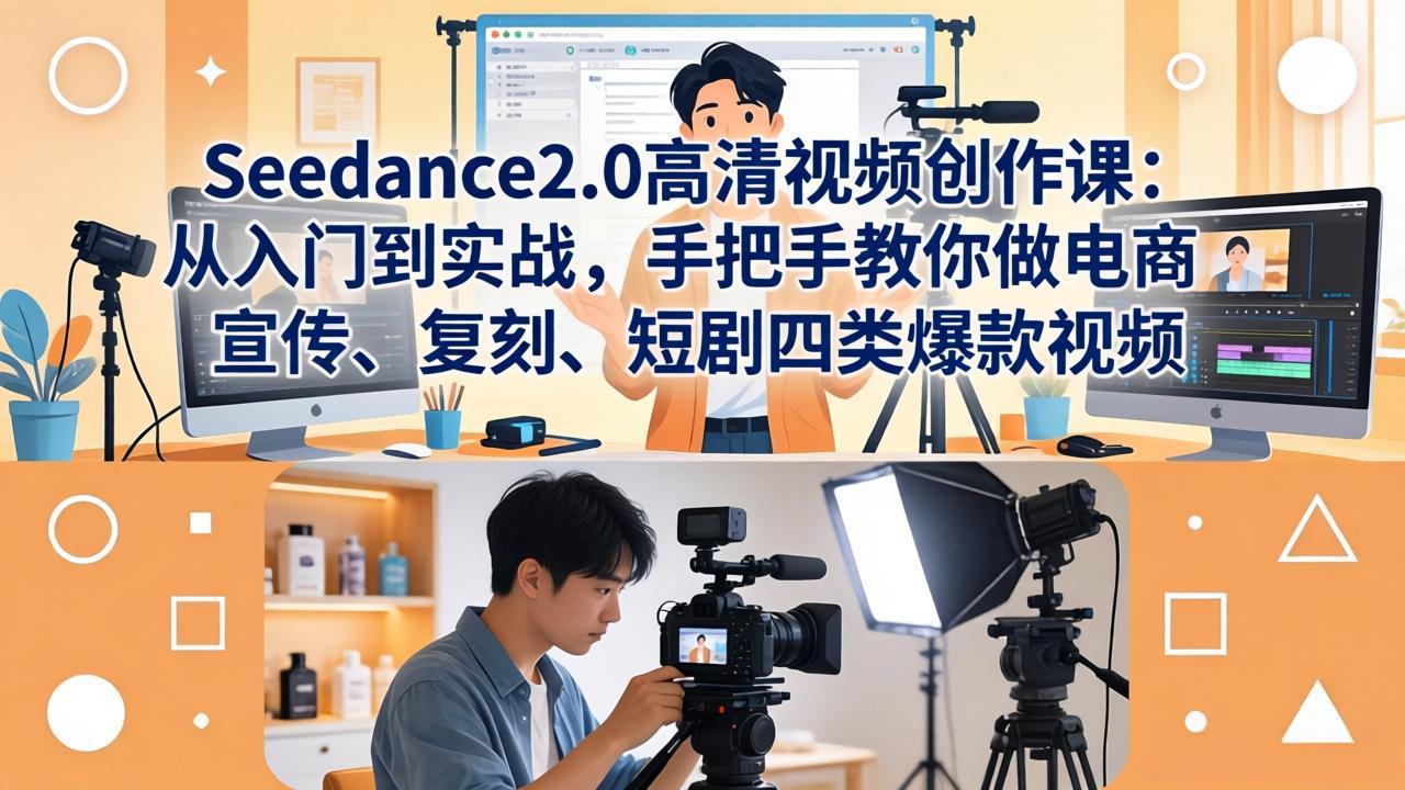 Seedance2.0高清视频创作课：从入门到实战，手把手教你做电商、宣传、复刻、短剧四类爆款视频-资源共享