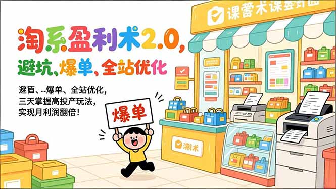 淘系盈利术2.0，避坑、爆单、全站优化，三天掌握高投产玩法，实现月利润翻倍！-资源共享