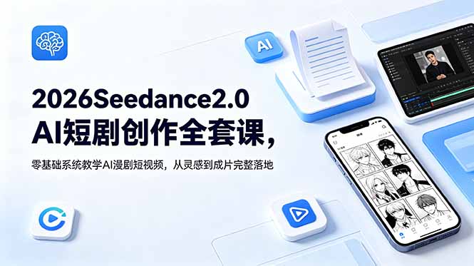 2026Seedance2.0AI短剧创作全套课，零基础系统教学AI漫剧短视频，从灵感到成片完整落地-资源共享