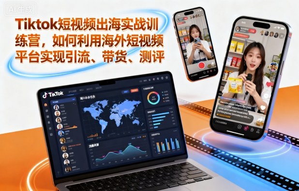 Tiktok短视频出海实战训练营，如何利用海外短视频平台实现引流、带货、测评-资源共享