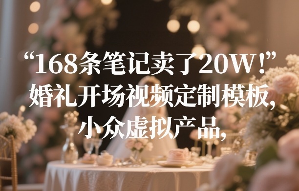 168条笔记卖了20W！婚礼开场视频定制模板，小众虚拟产品-资源共享