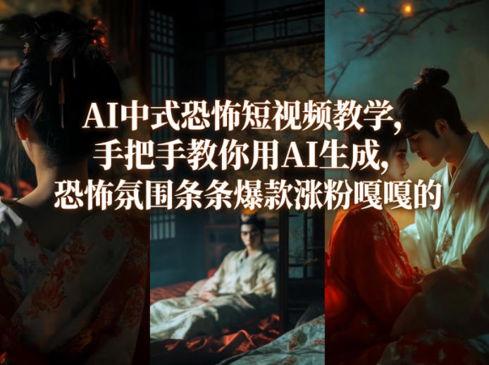AI中式恐怖短视频教学，手把手教你用AI生成，恐怖氛围条条爆款涨粉嘎嘎的-资源共享