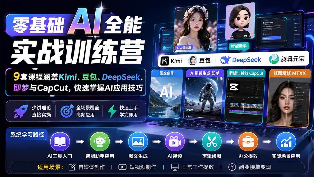 （20134期）零基础AI全能实战训练营：9套课程涵盖Kimi、豆包、DeepSeek、即梦与CapCut，快速掌握AI应用技巧-资源共享