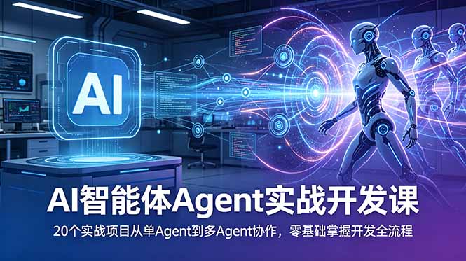 AI智能体Agent实战开发课:20个实战项目从单Agent到多Agent协作,零基础掌握开发全流程-资源共享