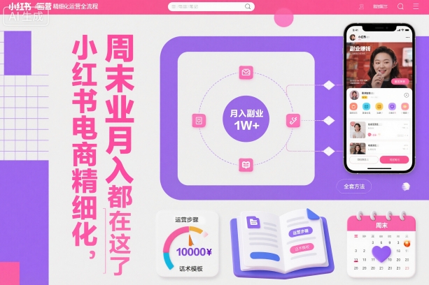 小红书电商精细化运营全流程，周末副业月入1W+，全套方法都在这了-资源共享