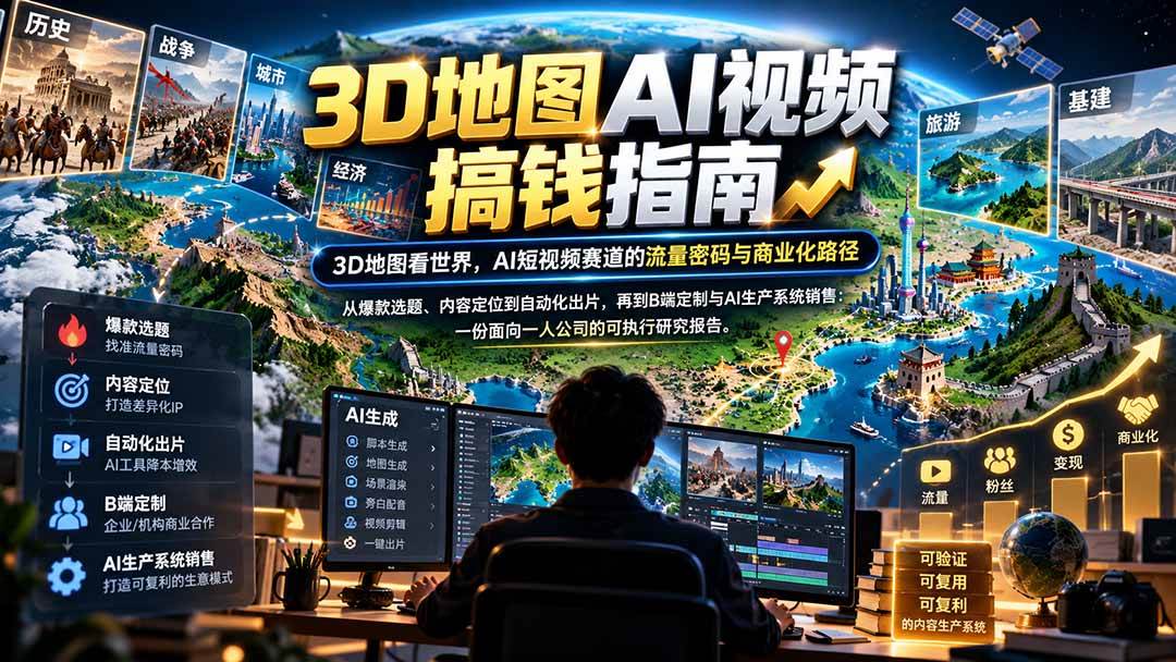 (21181期)3D地图AI视频搞钱指南,3D地图看世界,AI短视频赛道的流量密码与商业化路径【文档】 (21181期)3D地图AI视频搞钱指南,3D地图看世界,AI短视频赛道的流量密码与商业化路径【文档】