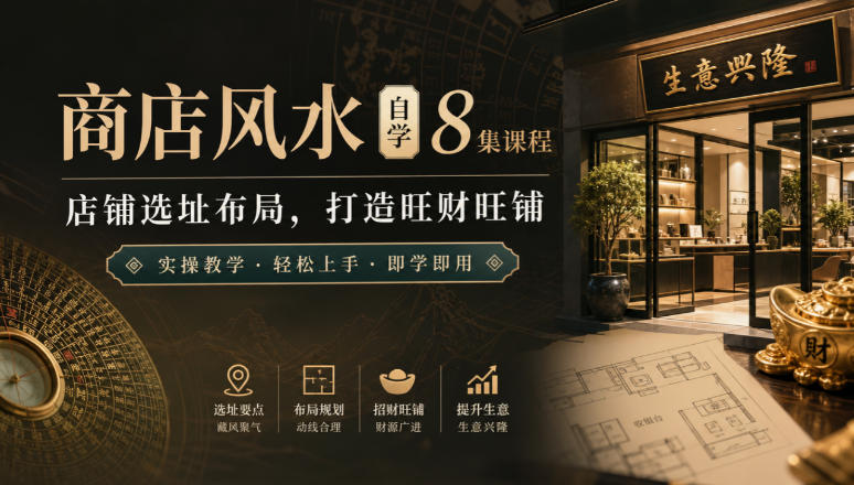 商店风水自学8集课程|店铺选址布局,打造旺财旺铺实操教学-资源共享