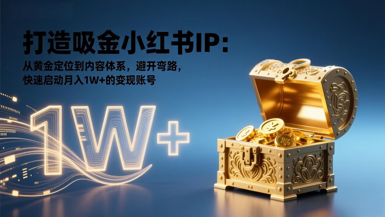 打造吸金小红书IP：从黄金定位到内容体系，避开弯路，快速启动月入1W+的变现账号-资源共享