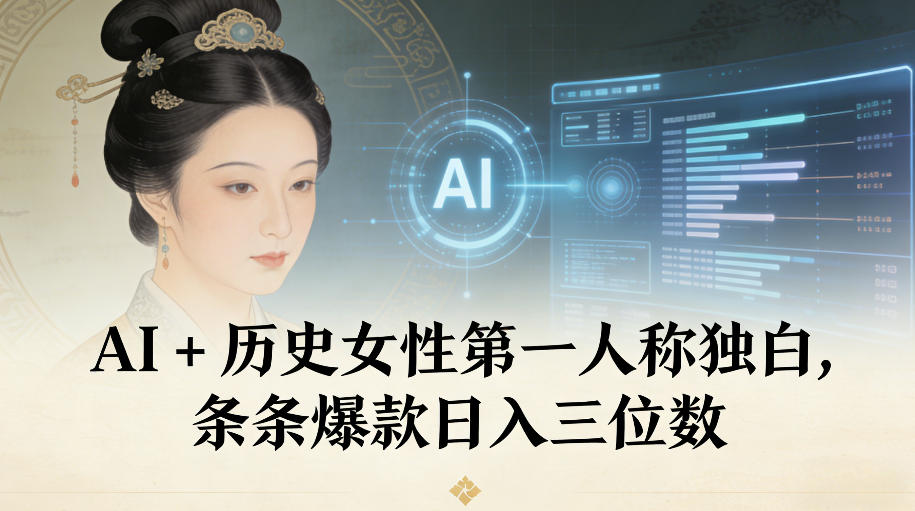 AI+历史女性第一人称独白，条条爆款日入三位数-资源共享