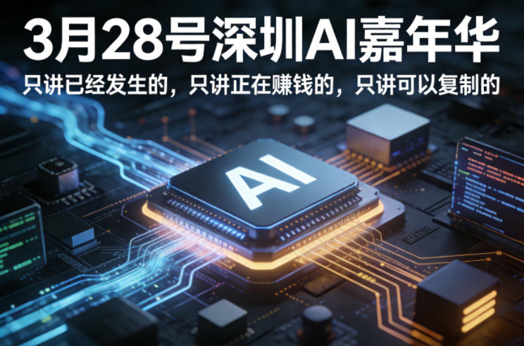 3月28号深圳AI嘉年华，只讲已经发生的，只讲正在賺钱的，只讲可以复制的-资源共享