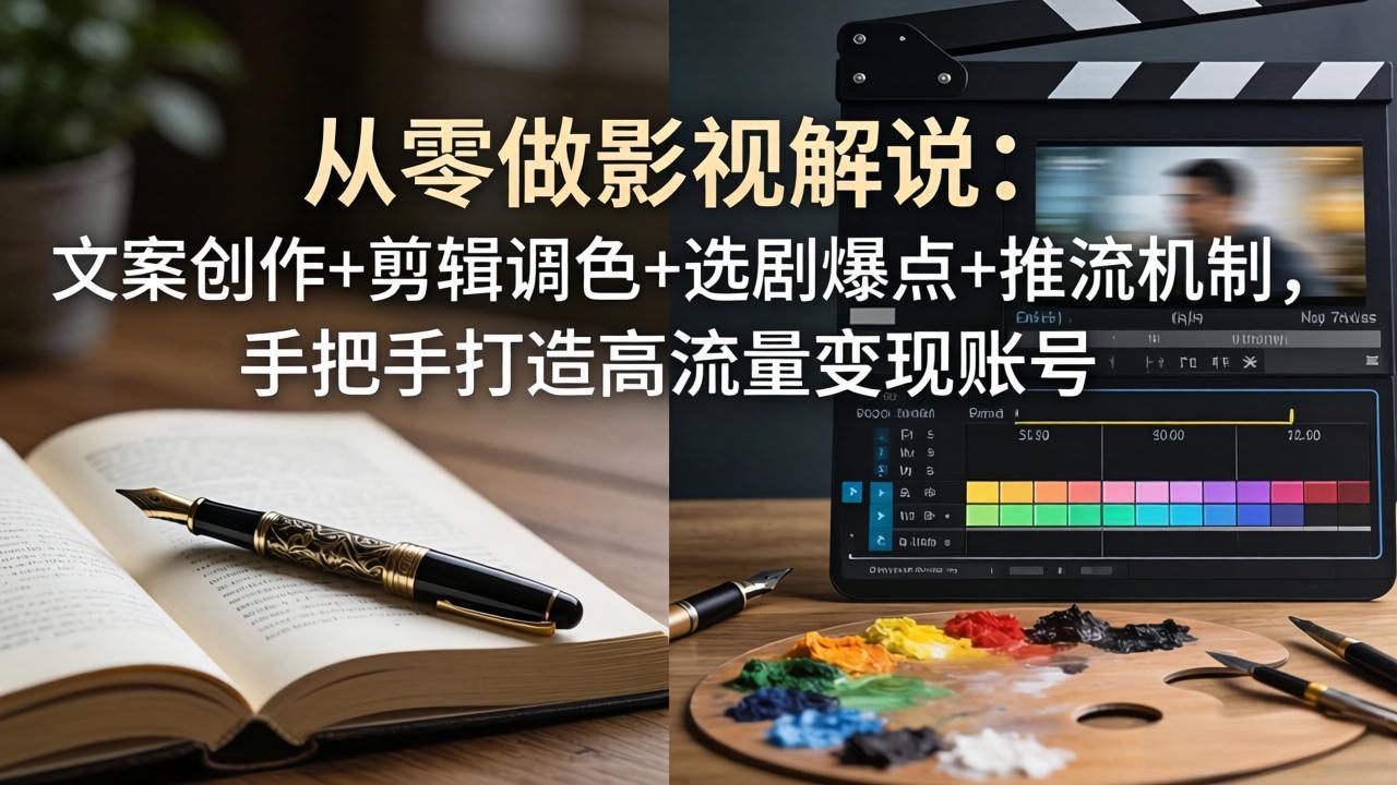 从零做影视解说：文案创作+剪辑调色+选剧爆点+推流机制，手把手打造高流量变现账号-资源共享