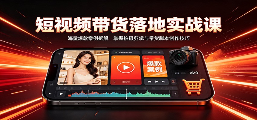 短视频带货落地实战课:海量爆款案例拆解,掌握拍摄剪辑与带货脚本创作技巧-资源共享