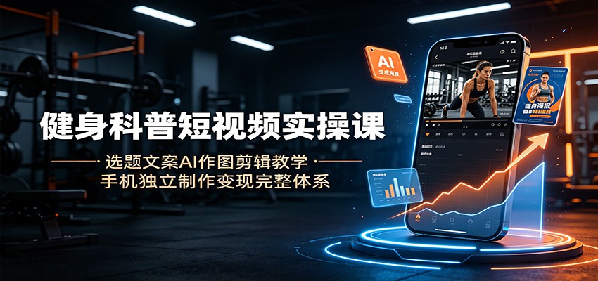 健身科普短视频实操课:选题文案AI作图剪辑教学,手机独立制作变现完整体系-资源共享