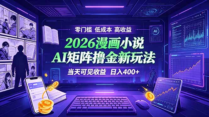 爆款小说漫画大阅读 ai矩阵操作 当天可见收益 日入400+ 零门槛 高收益-资源共享