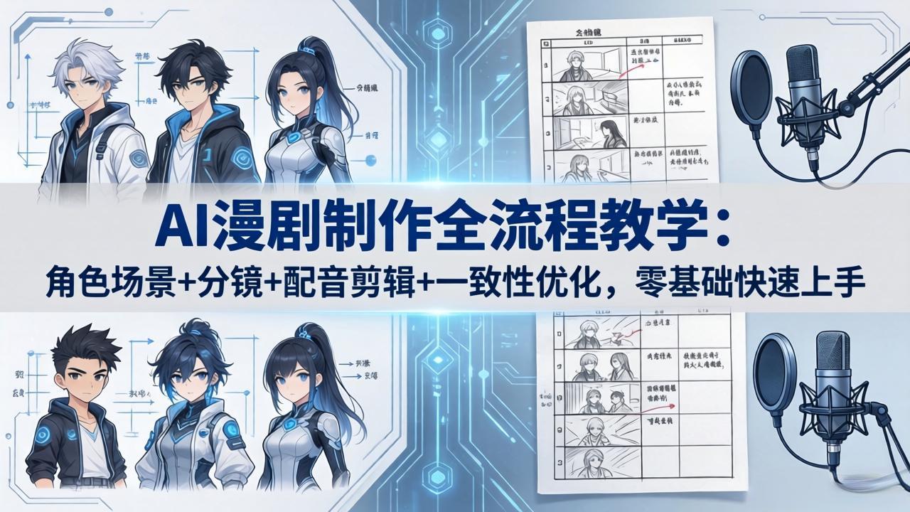 AI漫剧制作全流程教学：角色场景+分镜+配音剪辑+一致性优化，零基础快速上手-资源共享