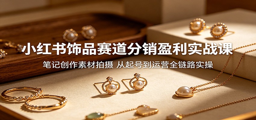 小红书饰品赛道分销盈利实战课:笔记创作素材拍摄,从起号到运营全链路实操-资源共享