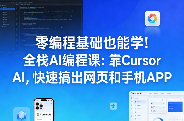 零编程基础也能学!全栈AI编程课:靠Cursor AI,快速搞出网页和手机APP-资源共享