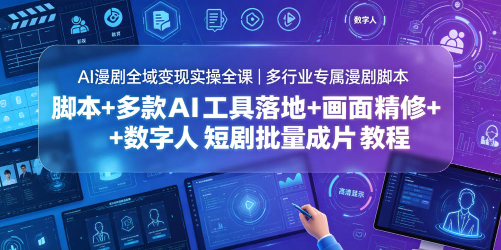 AI漫剧全域变现实操全课｜多行业专属漫剧脚本+多款AI工具落地+画面精修+数字人短剧批量成片全教程-资源共享