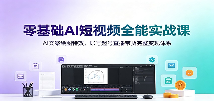 零基础AI短视频全能实战课:AI文案绘图特效,账号起号直播带货完整变现体系-资源共享