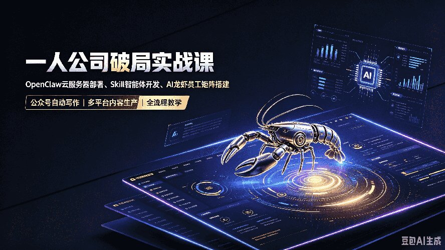 一人公司破局实战课｜OpenClaw云服务器部署、Skill智能体开发、AI龙虾员工矩阵搭建，公众号自动写作与多平台内容…-资源共享