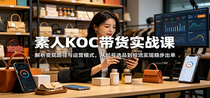 素人KOC带货实战课：解析变现路径与运营模式，从起号选品到投流实现稳步出单-资源共享