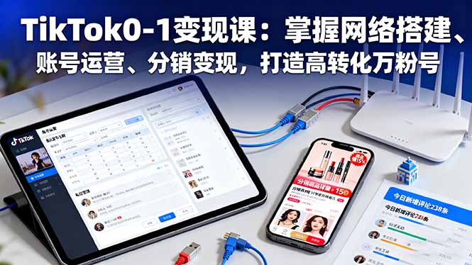 TikTok0-1变现课：掌握网络搭建、账号运营、分销变现，打造高转化万粉号-资源共享