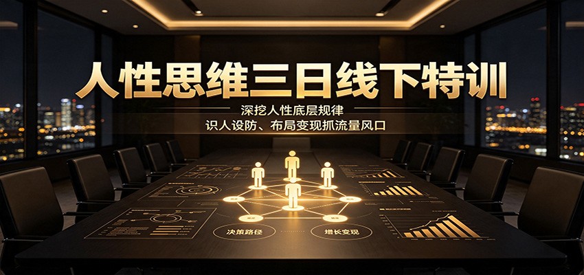 人性思维三日线下特训:深挖人性底层规律,识人设防、布局变现抓流量风口-资源共享