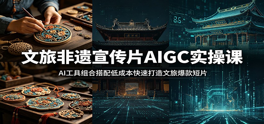 文旅非遗宣传片AIGC实操课:AI工具组合搭配低成本快速打造文旅爆款短片-资源共享