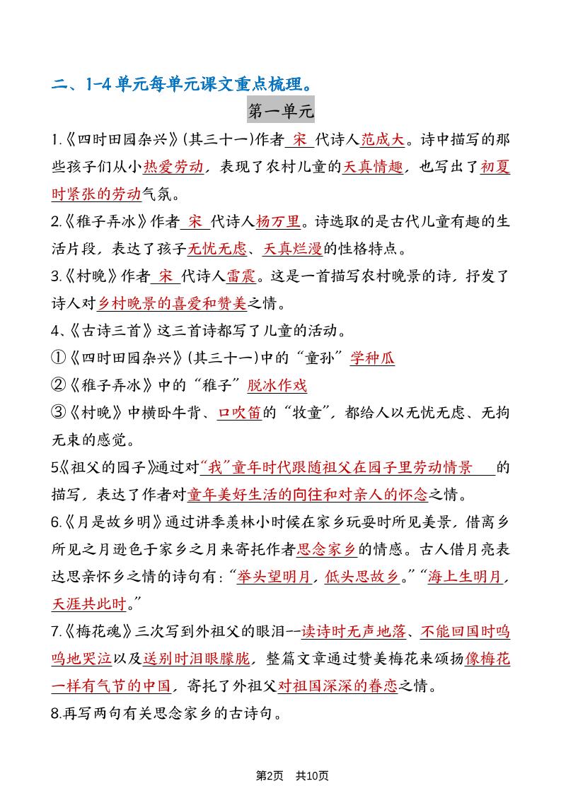 五年级下语文期中复习重点知识点汇总1-资源共享