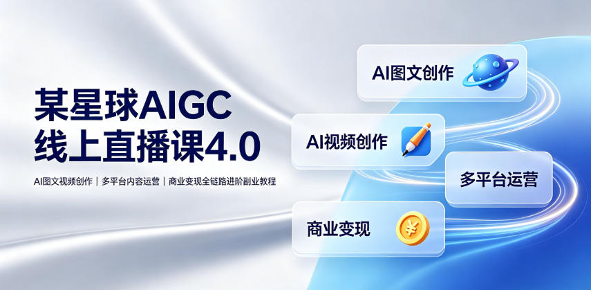 某星球AIGC线上直播课4.0｜AI图文视频创作、多平台内容运营、商业变现全链路进阶副业教程-资源共享