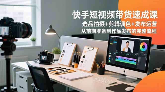 快手短视频带货速成课，选品拍摄+剪辑调色+发布运营，从前期准备到作品发布的完整流程-资源共享