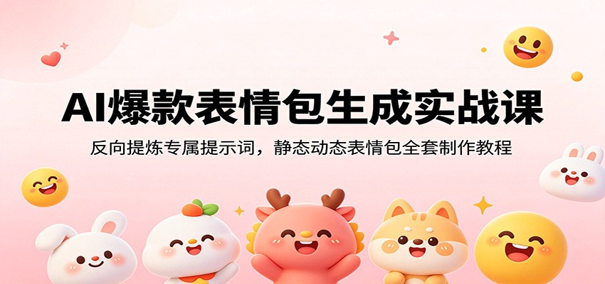 AI爆款表情包生成实战课:反向提炼专属提示词,静态动态表情包全套制作教程-资源共享