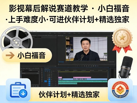 某大佬的影视幕后解说赛道教学，小白福音，上手难度小，可进伙伴计划+精选独家-资源共享