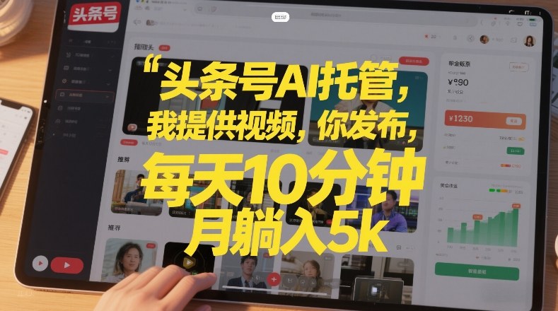 头条号AI托管，我提供视频，你发布，每天10分钟，月躺入5k+【揭秘】-资源共享